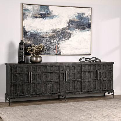 Timeworn Black Reclaimed Pine Buffets & Cabinet Willmark Six-Door Cabinet Collection