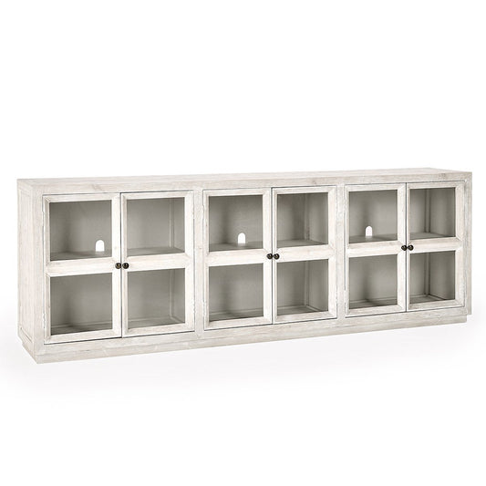 Timeworn Cream Reclaimed Pine Buffets & Cabinet Selma Six-Door Cabinet Collection