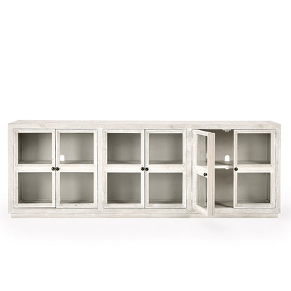 Timeworn Cream Reclaimed Pine Buffets & Cabinet Selma Six-Door Cabinet Collection