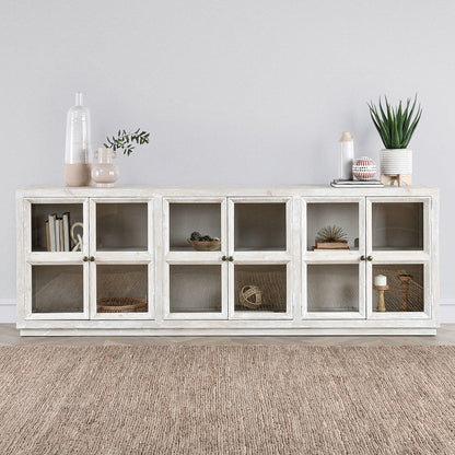 Timeworn Cream Reclaimed Pine Buffets & Cabinet Selma Six-Door Cabinet Collection