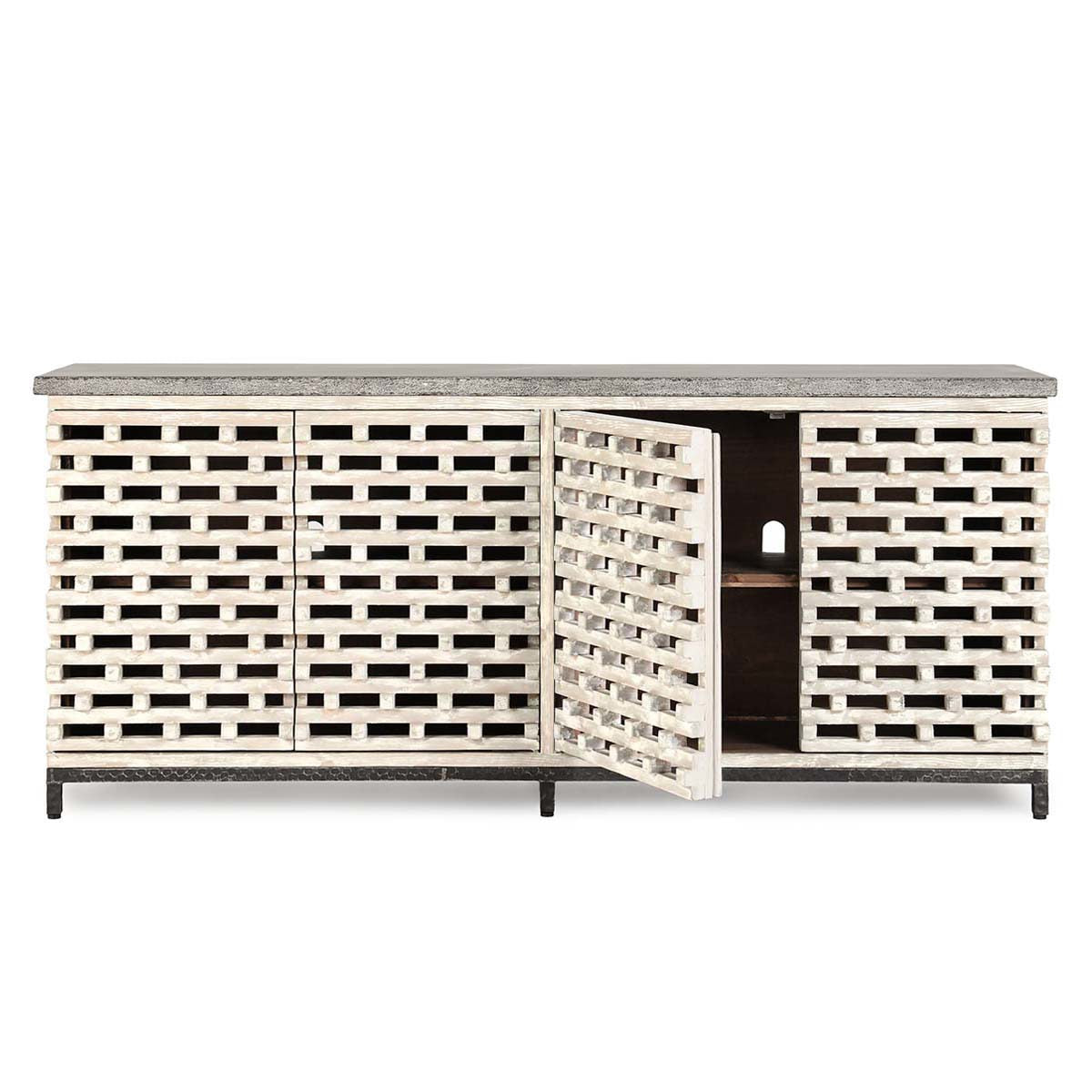 Vintage Cream Blue Stone Buffets & Cabinet Virginia Four-Door Cabinet Collection