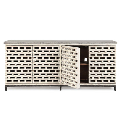 Vintage Cream Blue Stone Buffets & Cabinet Virginia Four-Door Cabinet Collection