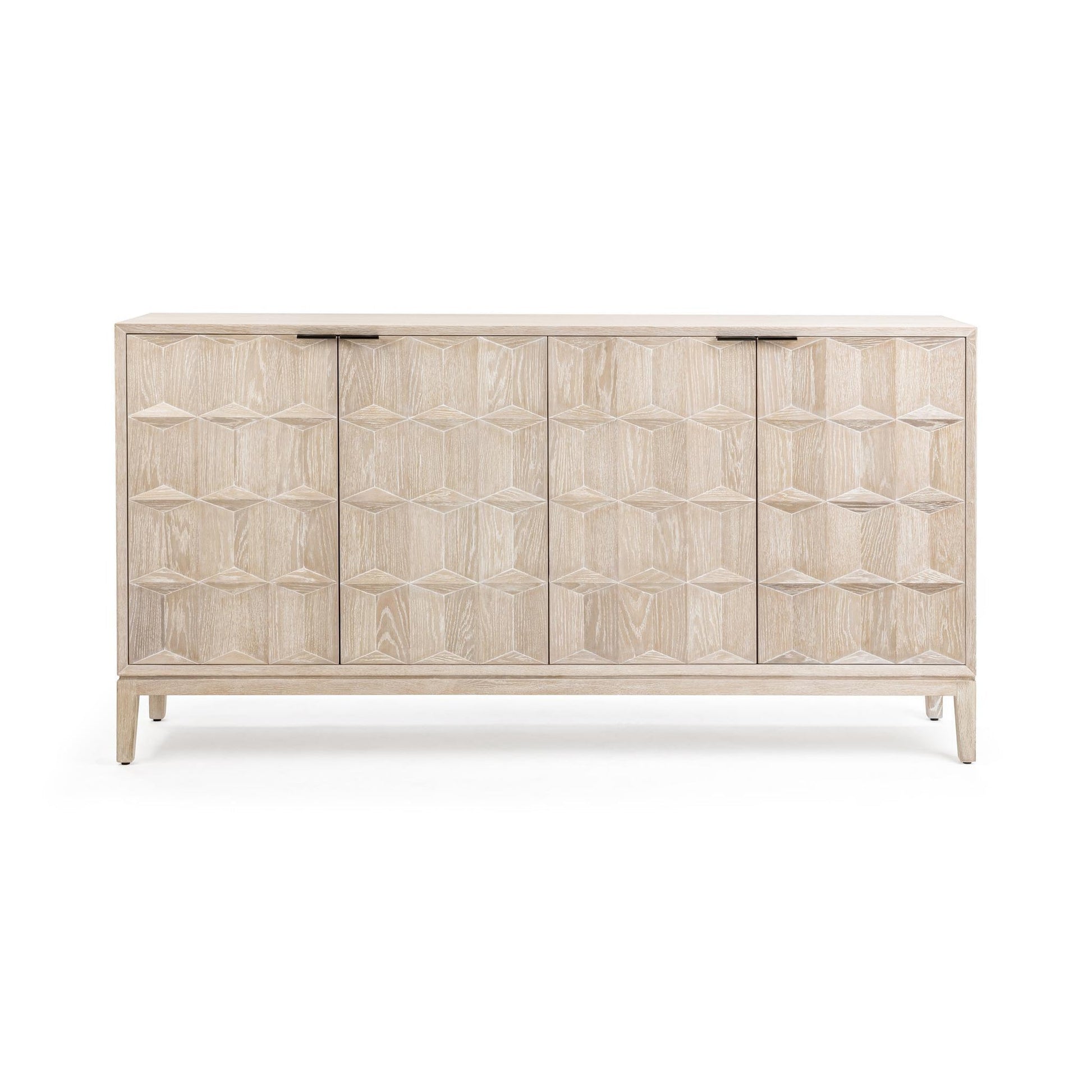 Soft Ash Oak Wood Buffets & Cabinet Mira Oak Wood 4Dr Cabinet Collection