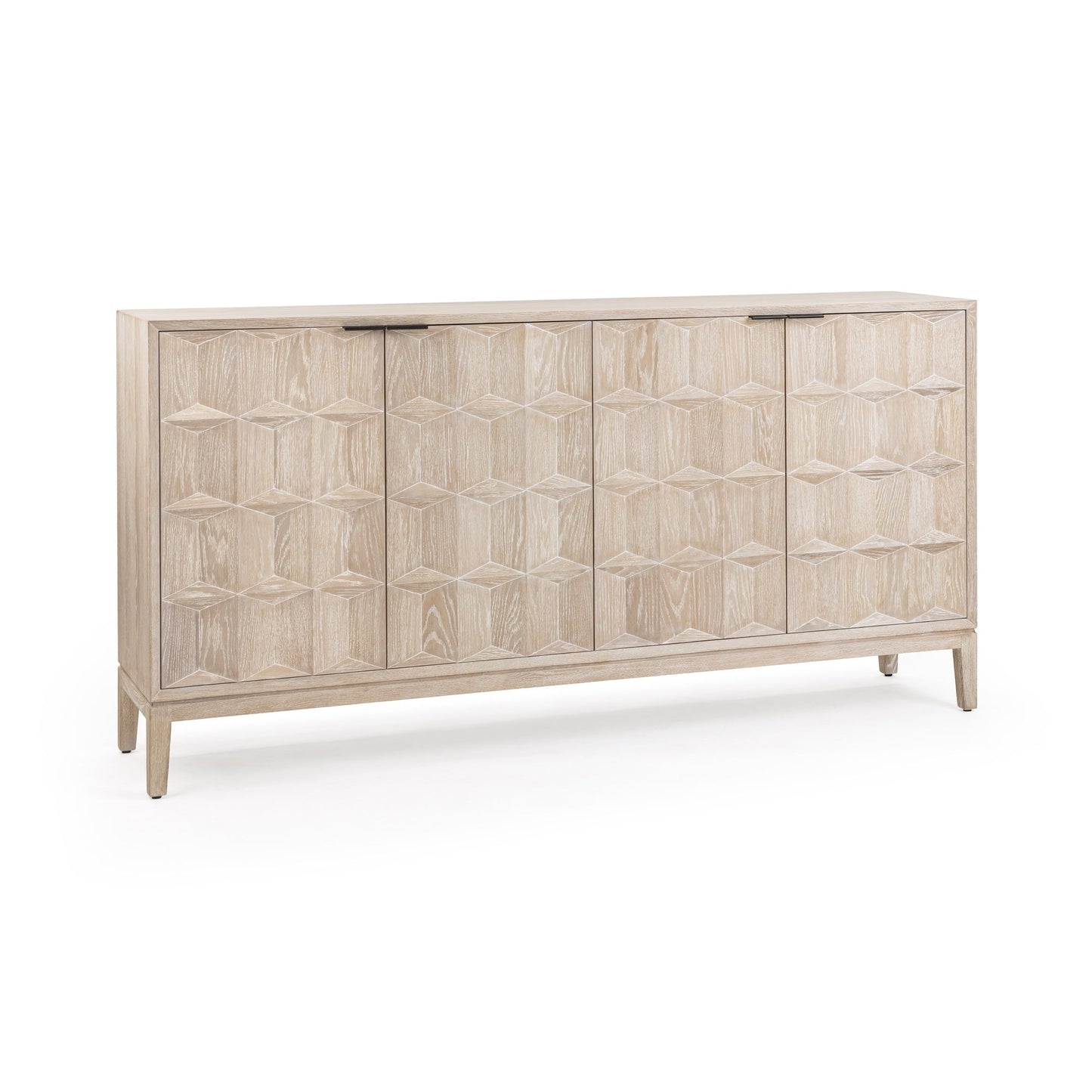 Soft Ash Oak Wood Buffets & Cabinet Mira Oak Wood 4Dr Cabinet Collection