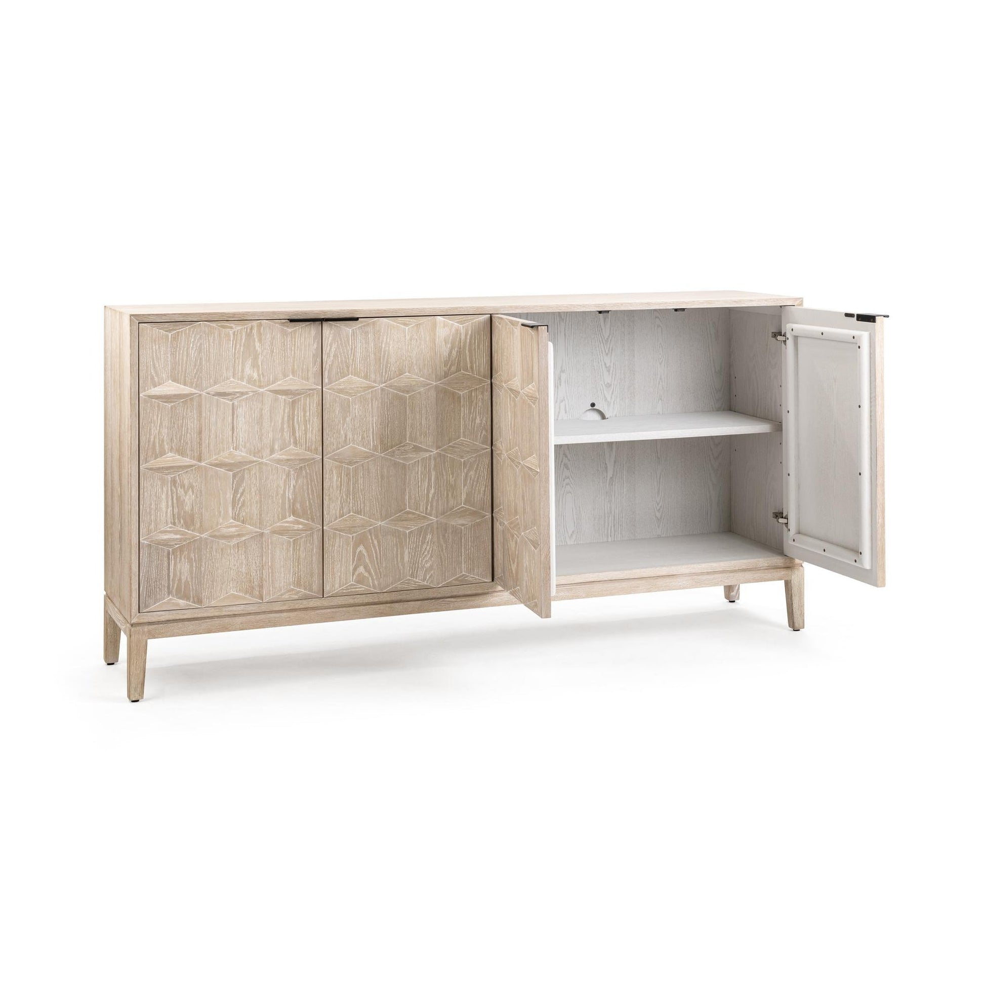 Soft Ash Oak Wood Buffets & Cabinet Mira Oak Wood 4Dr Cabinet Collection