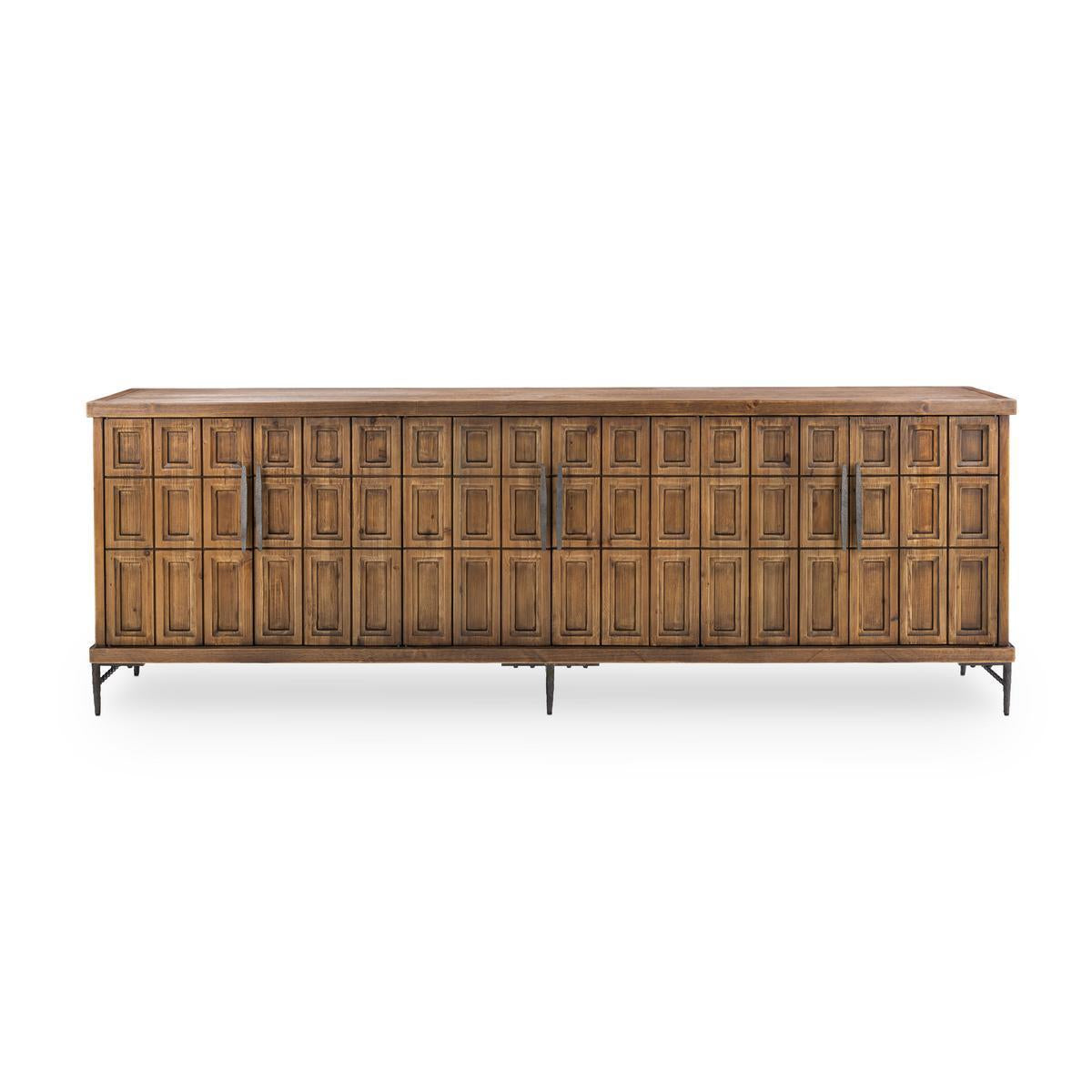 Mission Brown Reclaimed Pine Buffets & Cabinet Willmark Six-Door Cabinet Collection