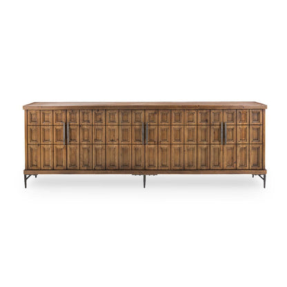 Mission Brown Reclaimed Pine Buffets & Cabinet Willmark Six-Door Cabinet Collection