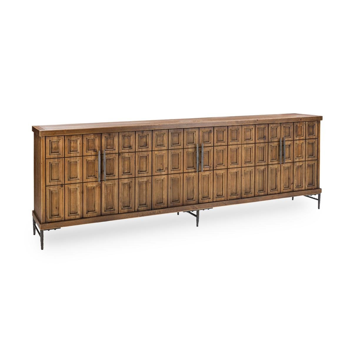 Mission Brown Reclaimed Pine Buffets & Cabinet Willmark Six-Door Cabinet Collection