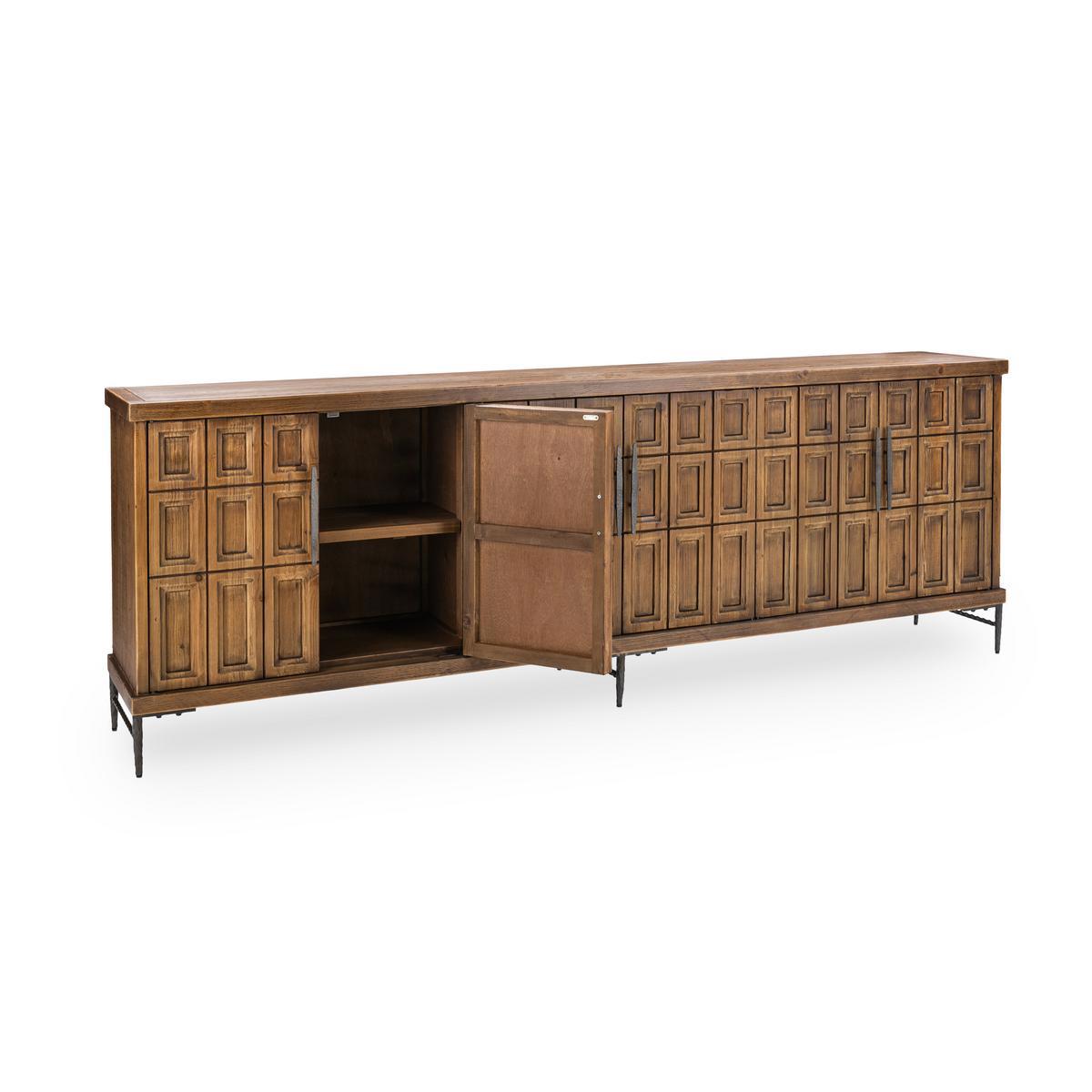 Mission Brown Reclaimed Pine Buffets & Cabinet Willmark Six-Door Cabinet Collection