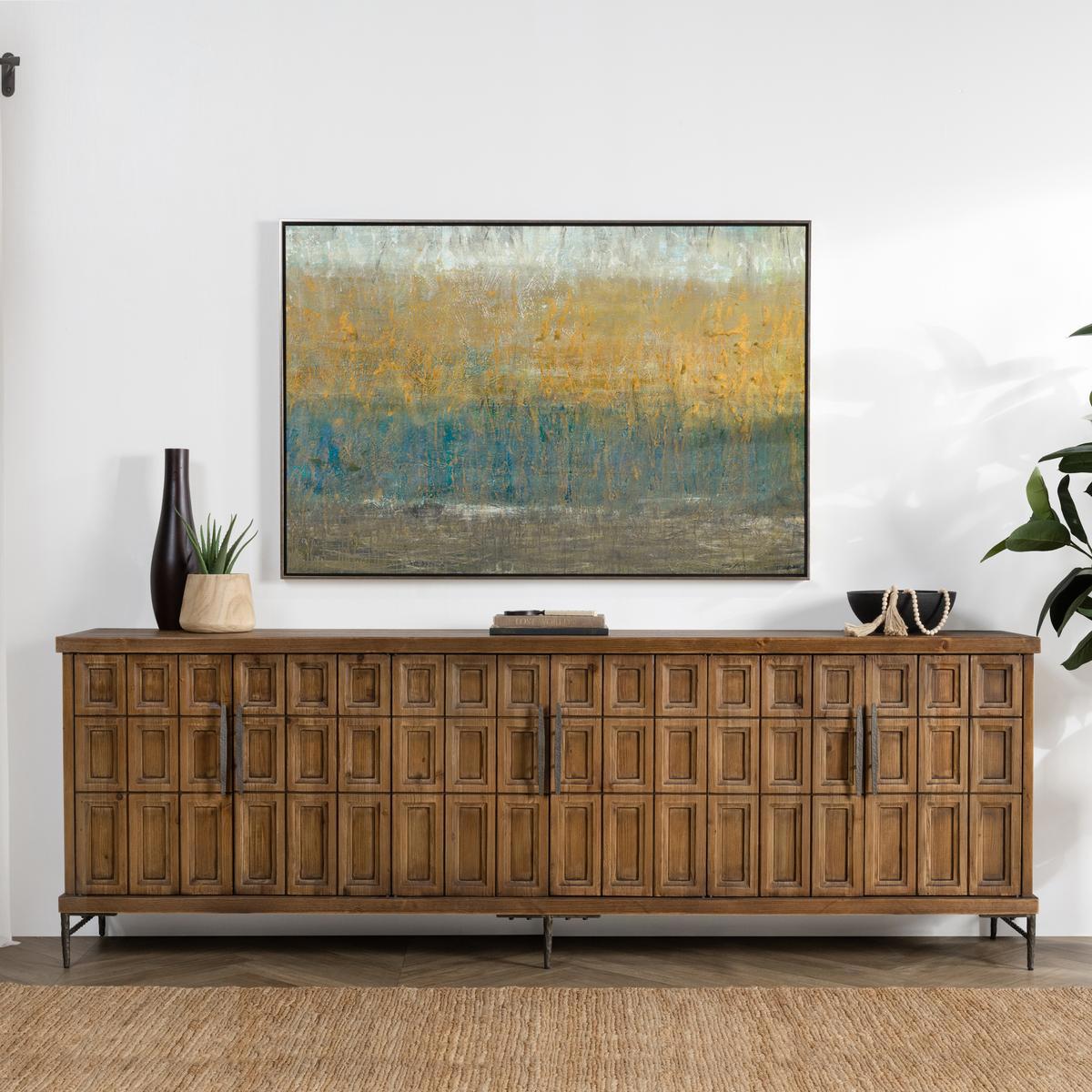 Mission Brown Reclaimed Pine Buffets & Cabinet Willmark Six-Door Cabinet Collection