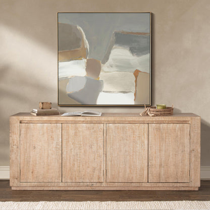 Antique Beige Reclaimed Pine Buffets & Cabinet Wolden Four-Door Buffet Collection
