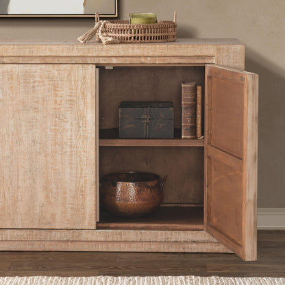 Antique Beige Reclaimed Pine Buffets & Cabinet Wolden Four-Door Buffet Collection