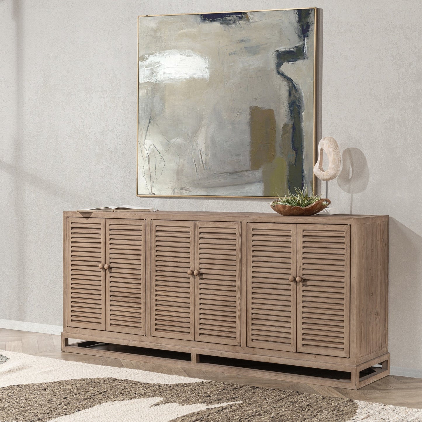 Distressed Brown Reclaimed Pine Buffets & Cabinet Jolen Six-Door Buffet Collection
