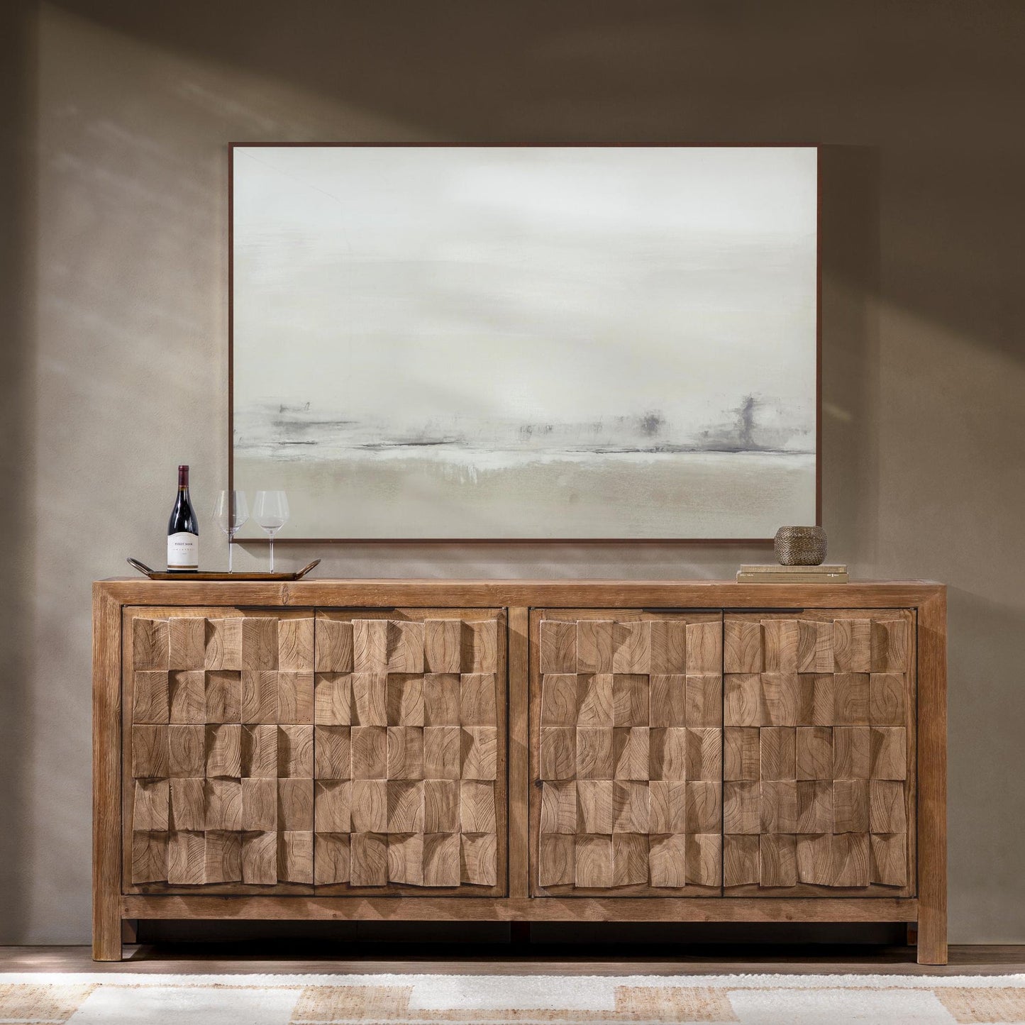 Drifted Sand Reclaimed Pine Buffets & Cabinet Gama Four-Door Cabinet Collection