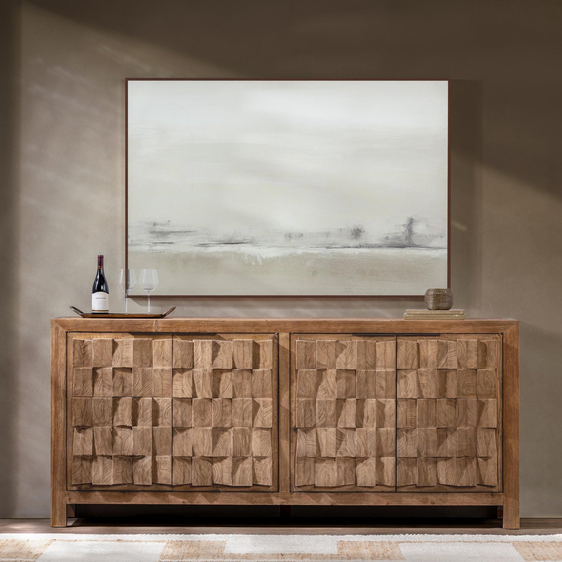 Drifted Sand Reclaimed Pine Buffets & Cabinet Gama Four-Door Cabinet Collection