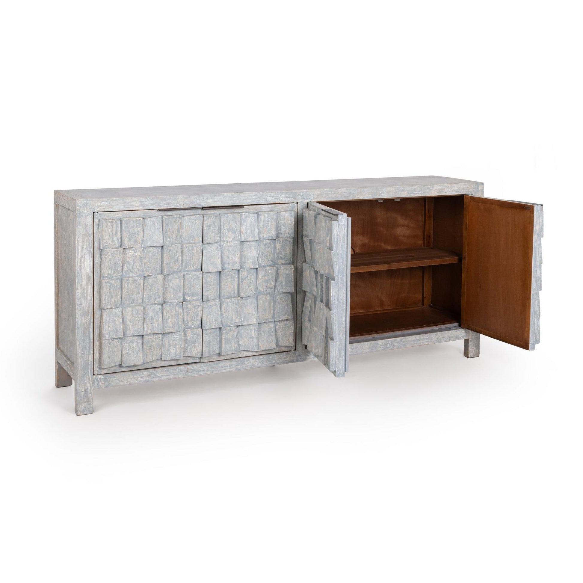 Blue Washed Reclaimed Pine Buffets & Cabinet Gama Four-Door Cabinet Collection
