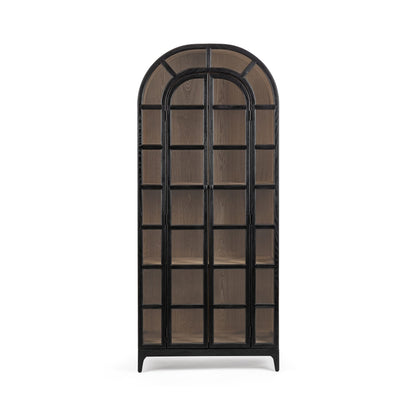 Loft Black Elm Wood Display Cabinet Waverly Bookcase Collection