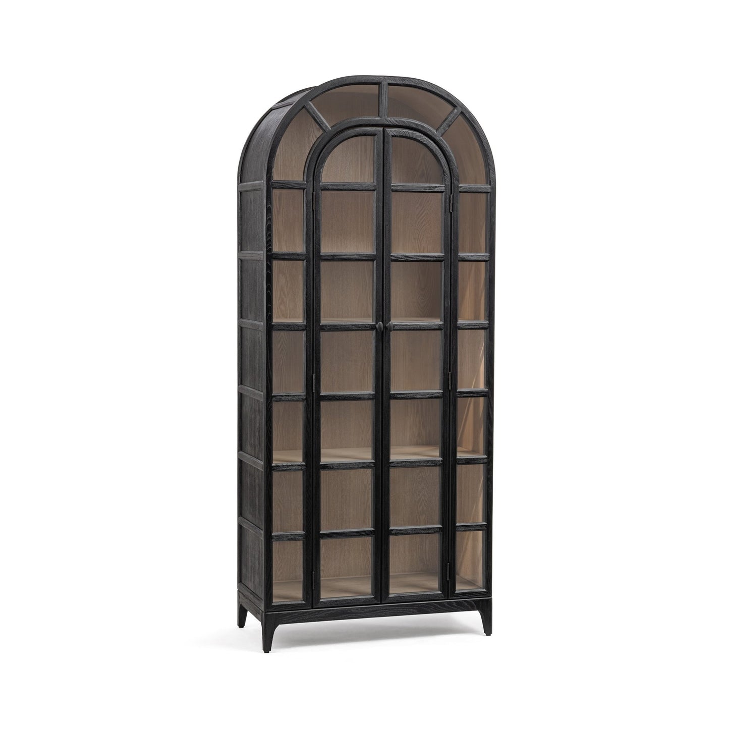 Loft Black Elm Wood Display Cabinet Waverly Bookcase Collection