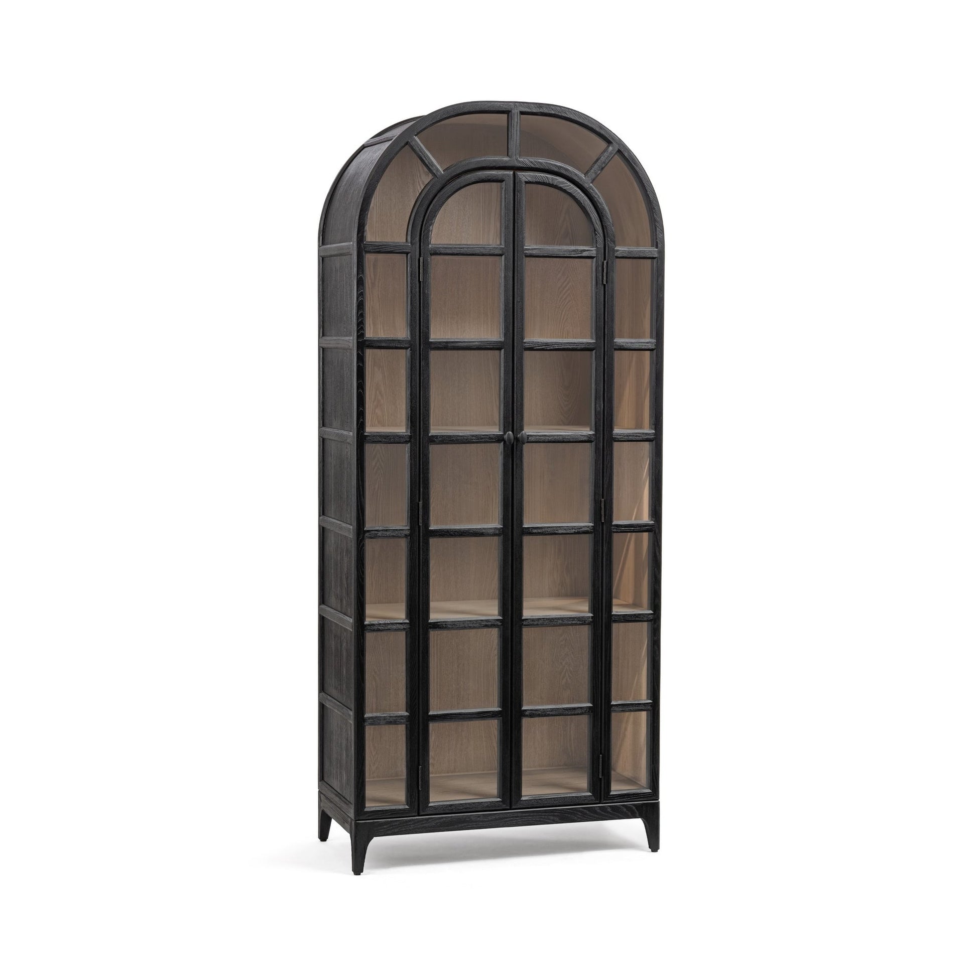 Loft Black Elm Wood Display Cabinet Waverly Bookcase Collection