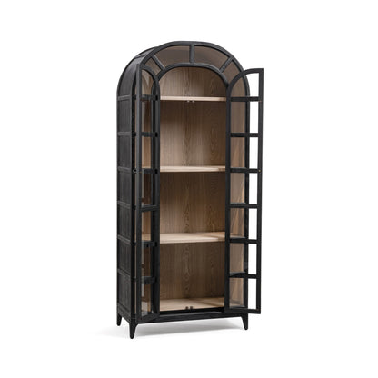Loft Black Elm Wood Display Cabinet Waverly Bookcase Collection