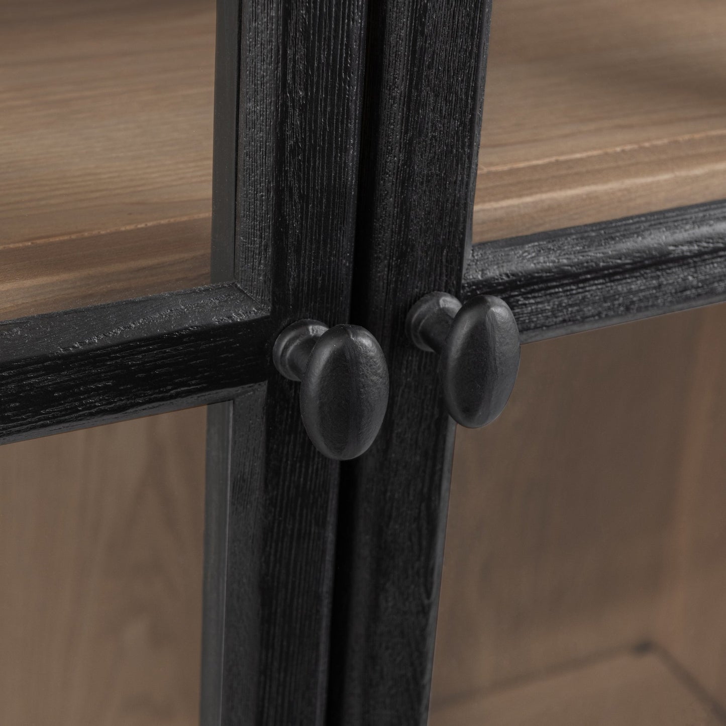 Loft Black Elm Wood Display Cabinet Waverly Bookcase Collection