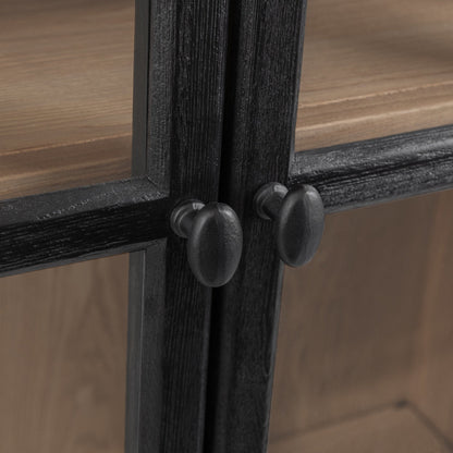 Loft Black Elm Wood Display Cabinet Waverly Bookcase Collection