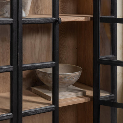 Loft Black Elm Wood Display Cabinet Waverly Bookcase Collection