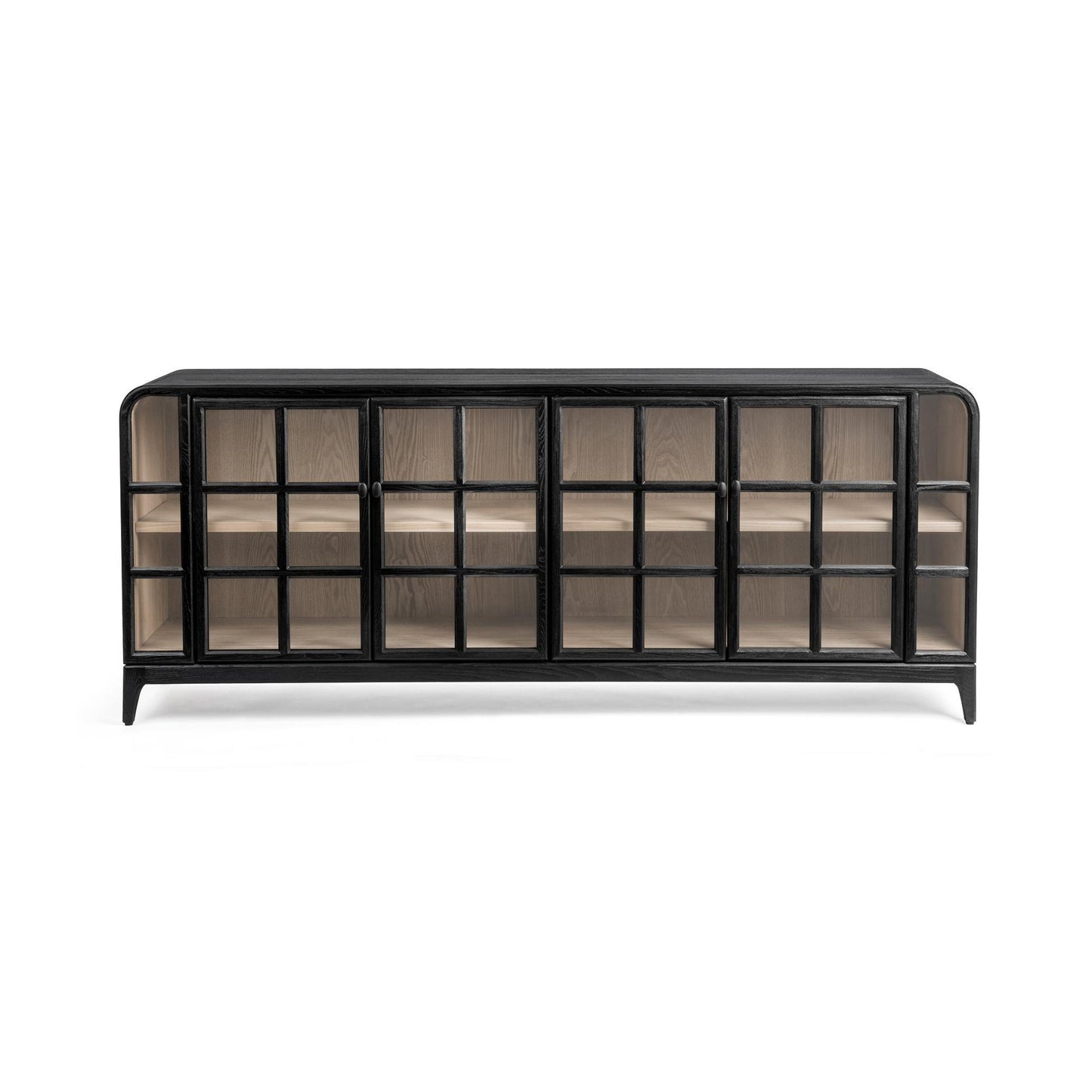 Satin Black Elm Wood Buffets & Cabinet Waverly Cabinet Collection