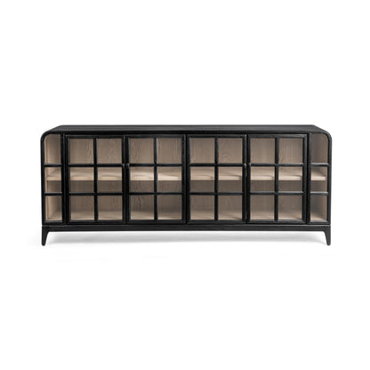 Satin Black Elm Wood Buffets & Cabinet Waverly Cabinet Collection