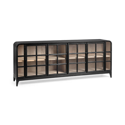 Satin Black Elm Wood Buffets & Cabinet Waverly Cabinet Collection
