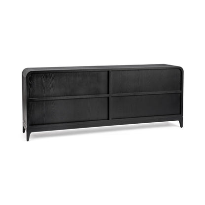 Satin Black Elm Wood Buffets & Cabinet Waverly Cabinet Collection