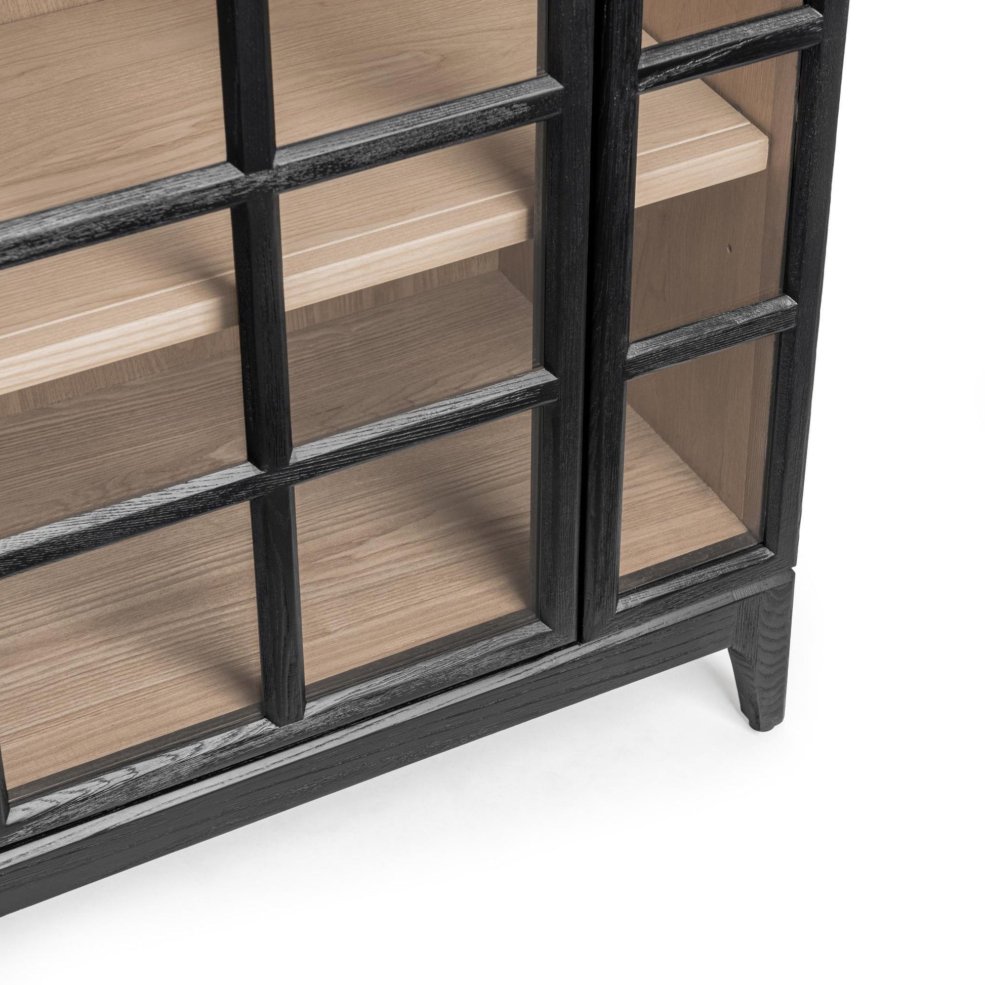 Satin Black Elm Wood Buffets & Cabinet Waverly Cabinet Collection