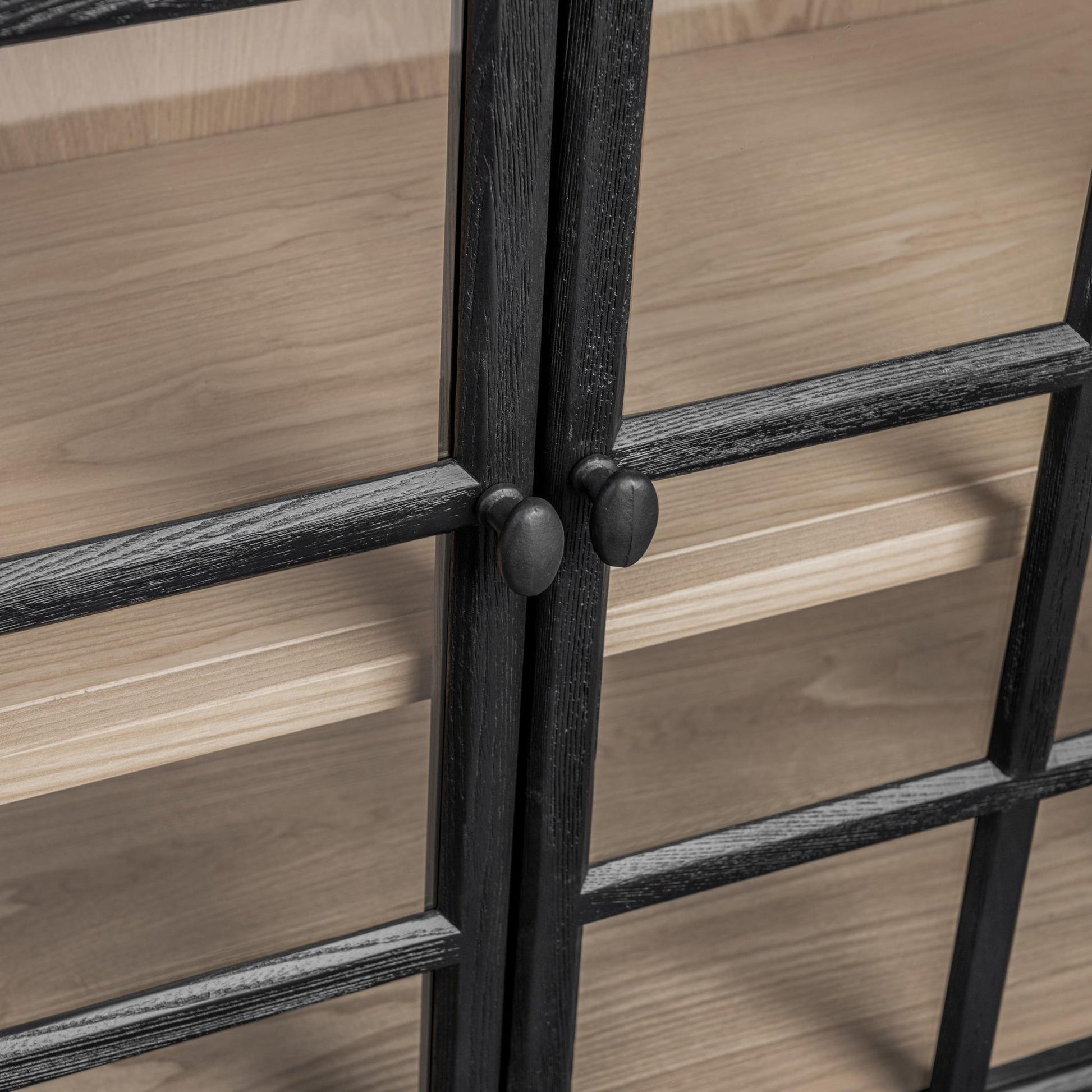 Satin Black Elm Wood Buffets & Cabinet Waverly Cabinet Collection