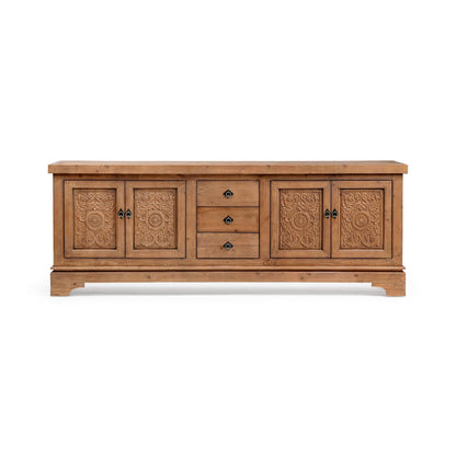 Brown Reclaimed Pine Buffets & Cabinet Amita Three-Drawer Four-Door Cabinet Collection