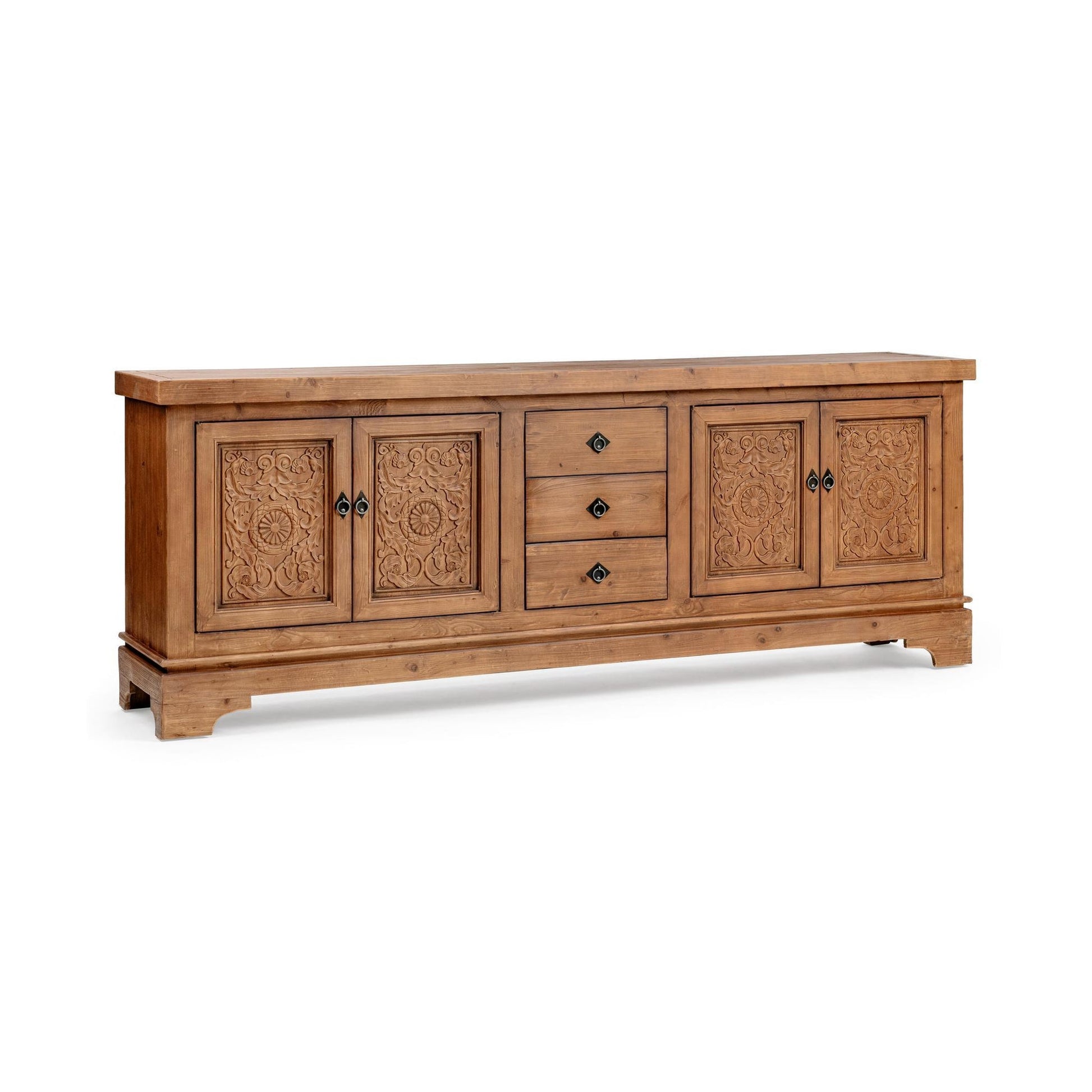 Brown Reclaimed Pine Buffets & Cabinet Amita Three-Drawer Four-Door Cabinet Collection
