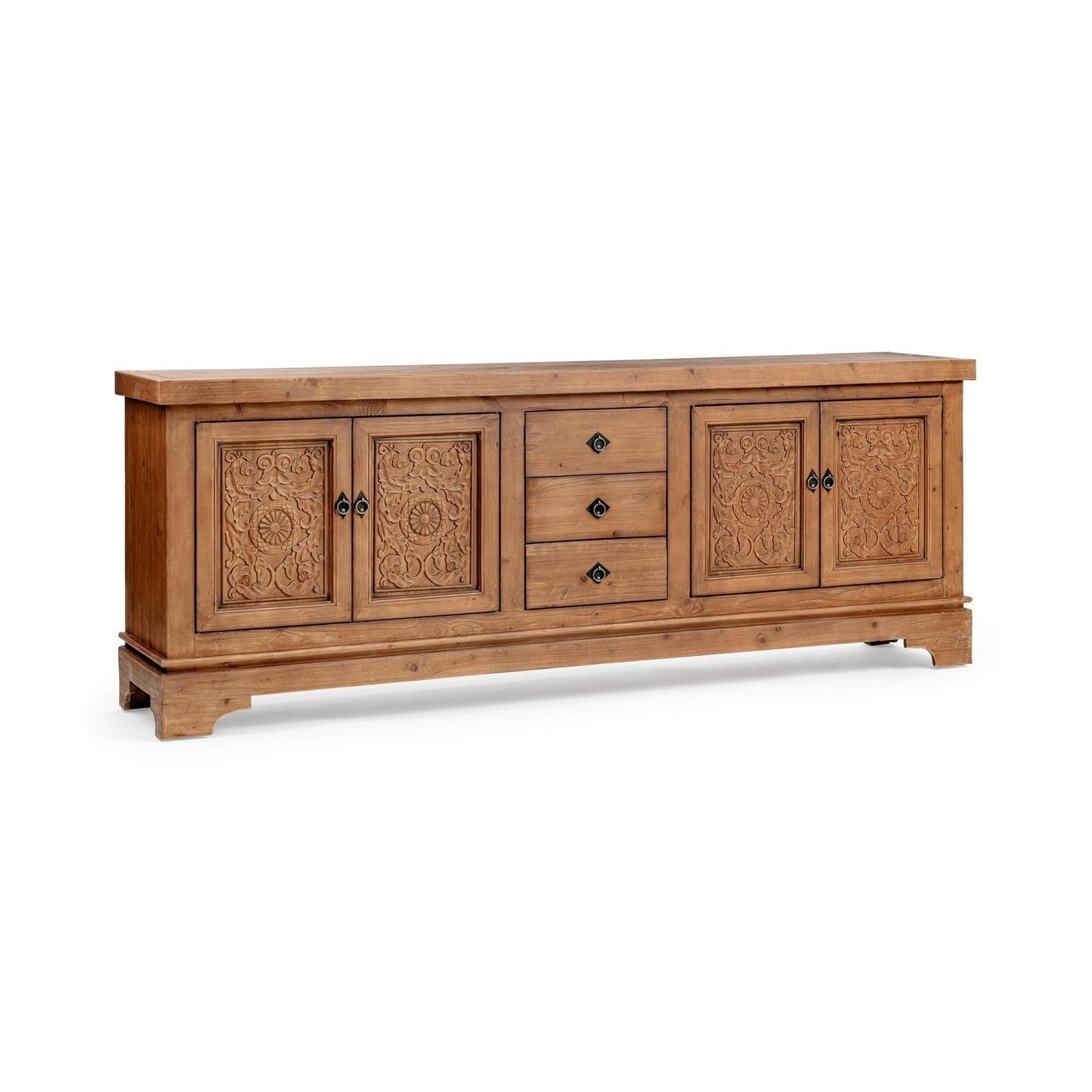 Brown Reclaimed Pine Buffets & Cabinet Amita Three-Drawer Four-Door Cabinet Collection
