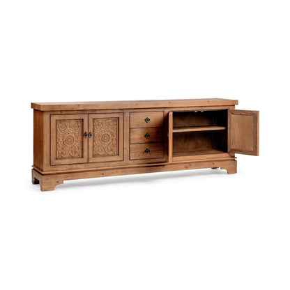 Brown Reclaimed Pine Buffets & Cabinet Amita Three-Drawer Four-Door Cabinet Collection