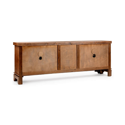 Brown Reclaimed Pine Buffets & Cabinet Amita Three-Drawer Four-Door Cabinet Collection