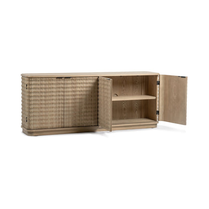 Soft Reef Elm Wood Buffets & Cabinet Harbor Four-Door Cabinet Collection