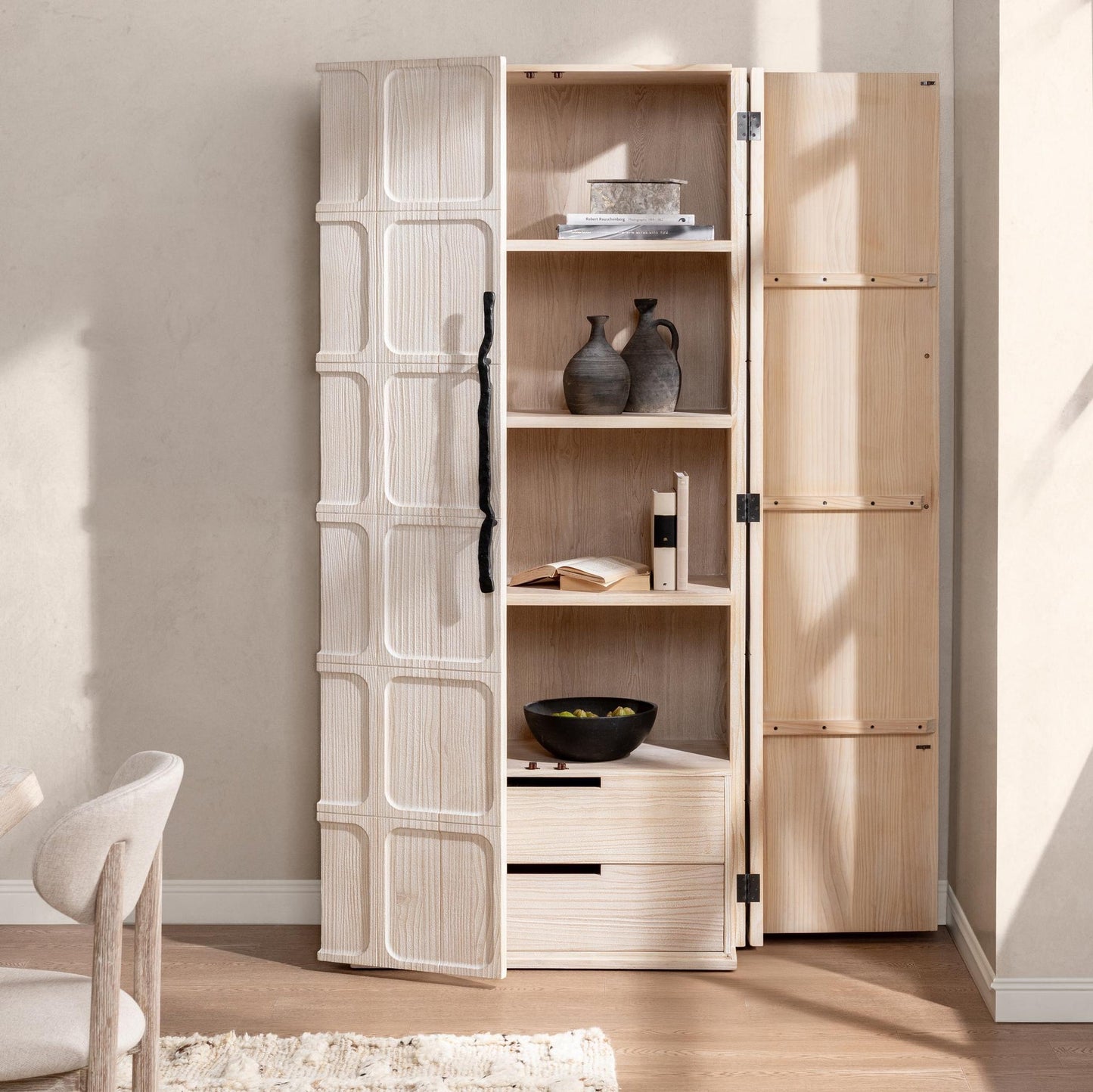 Seaside Dune Pine Wood Tall Cabinet Corin Tall Cabinet Collection