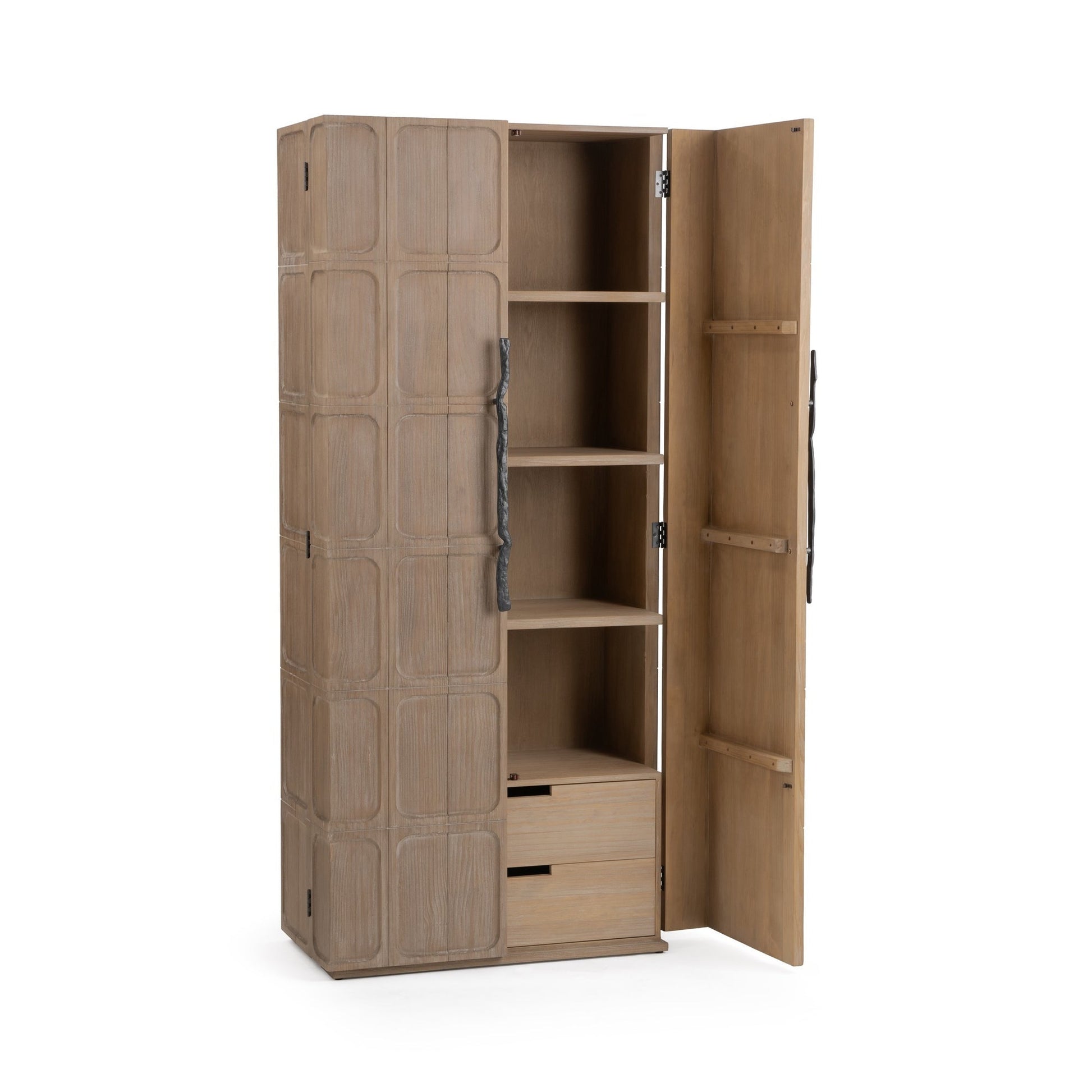 Pacific Sand Pine Wood Tall Cabinet Corin Tall Cabinet Collection