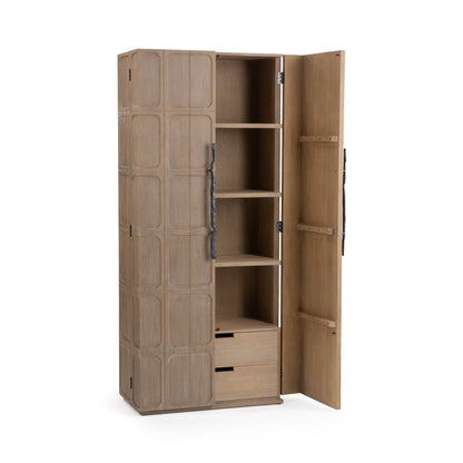 Pacific Sand Pine Wood Tall Cabinet Corin Tall Cabinet Collection
