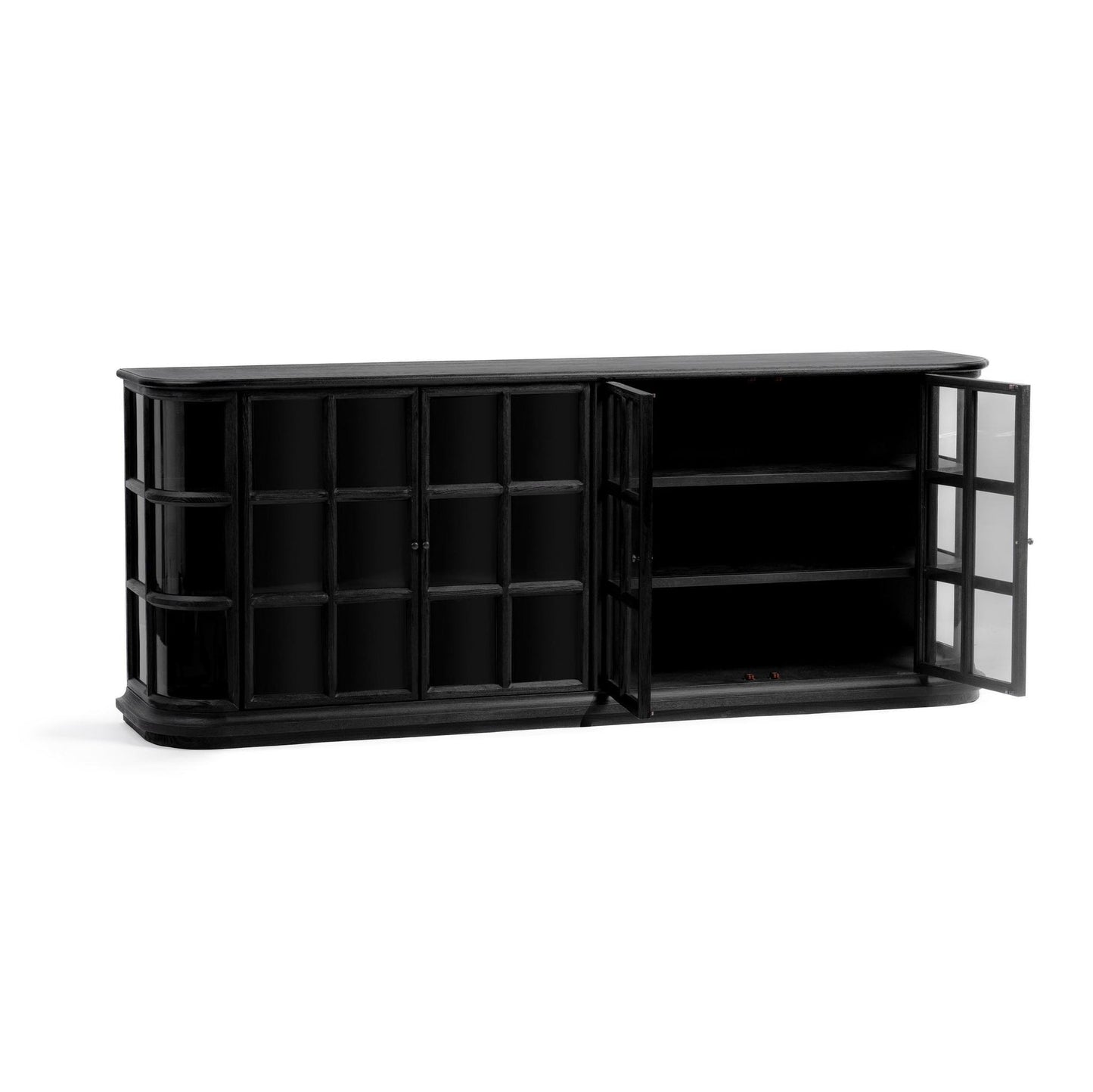 Loft Black Elm Wood Buffets & Cabinet Carson Four-Door Cabinet Collection
