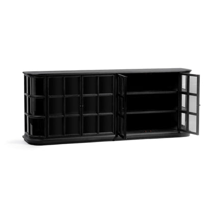 Loft Black Elm Wood Buffets & Cabinet Carson Four-Door Cabinet Collection