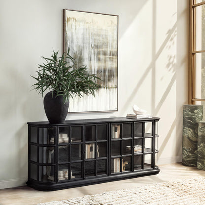 Loft Black Elm Wood Buffets & Cabinet Carson Four-Door Cabinet Collection