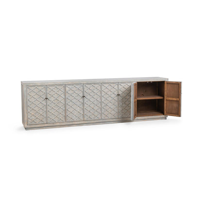 Blue Washed Reclaimed Pine Buffets & Cabinet Malibu Eight-Door Cabinet Collection