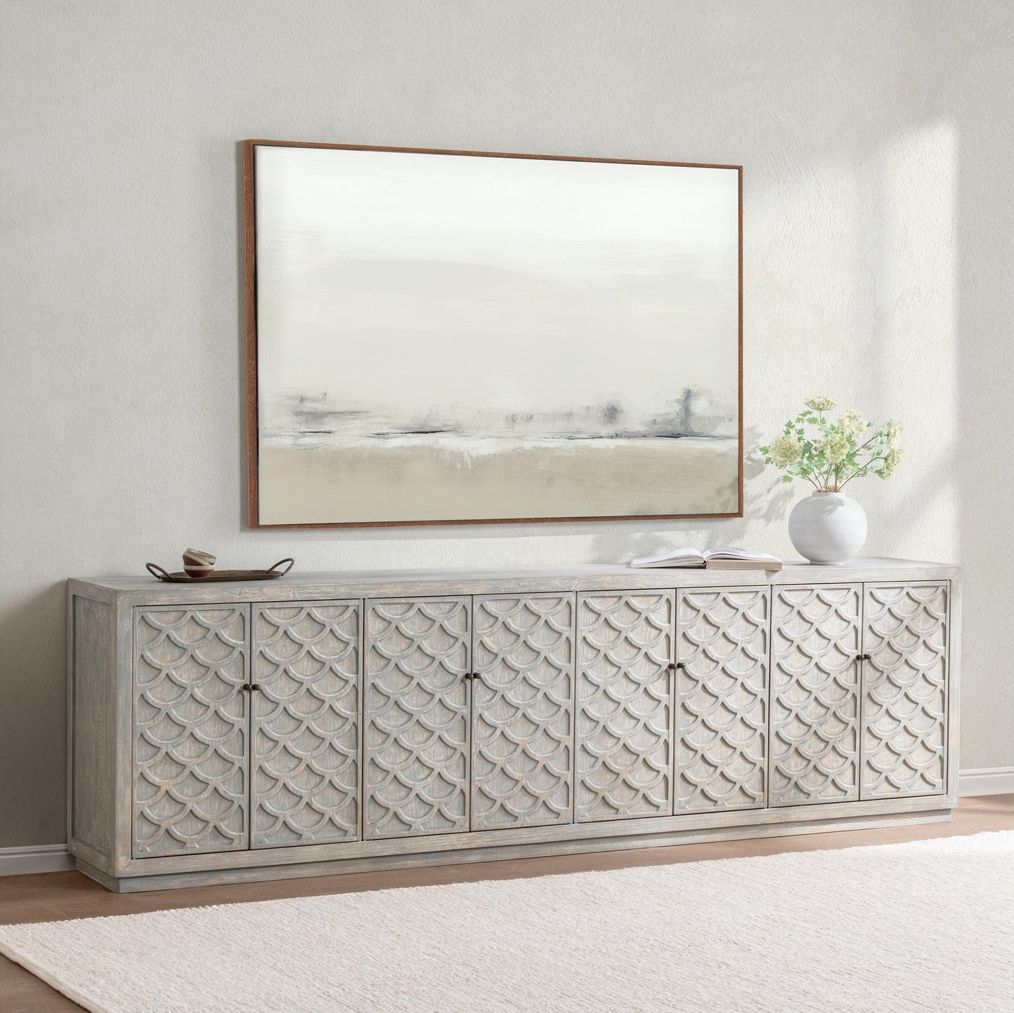 Blue Washed Reclaimed Pine Buffets & Cabinet Malibu Eight-Door Cabinet Collection