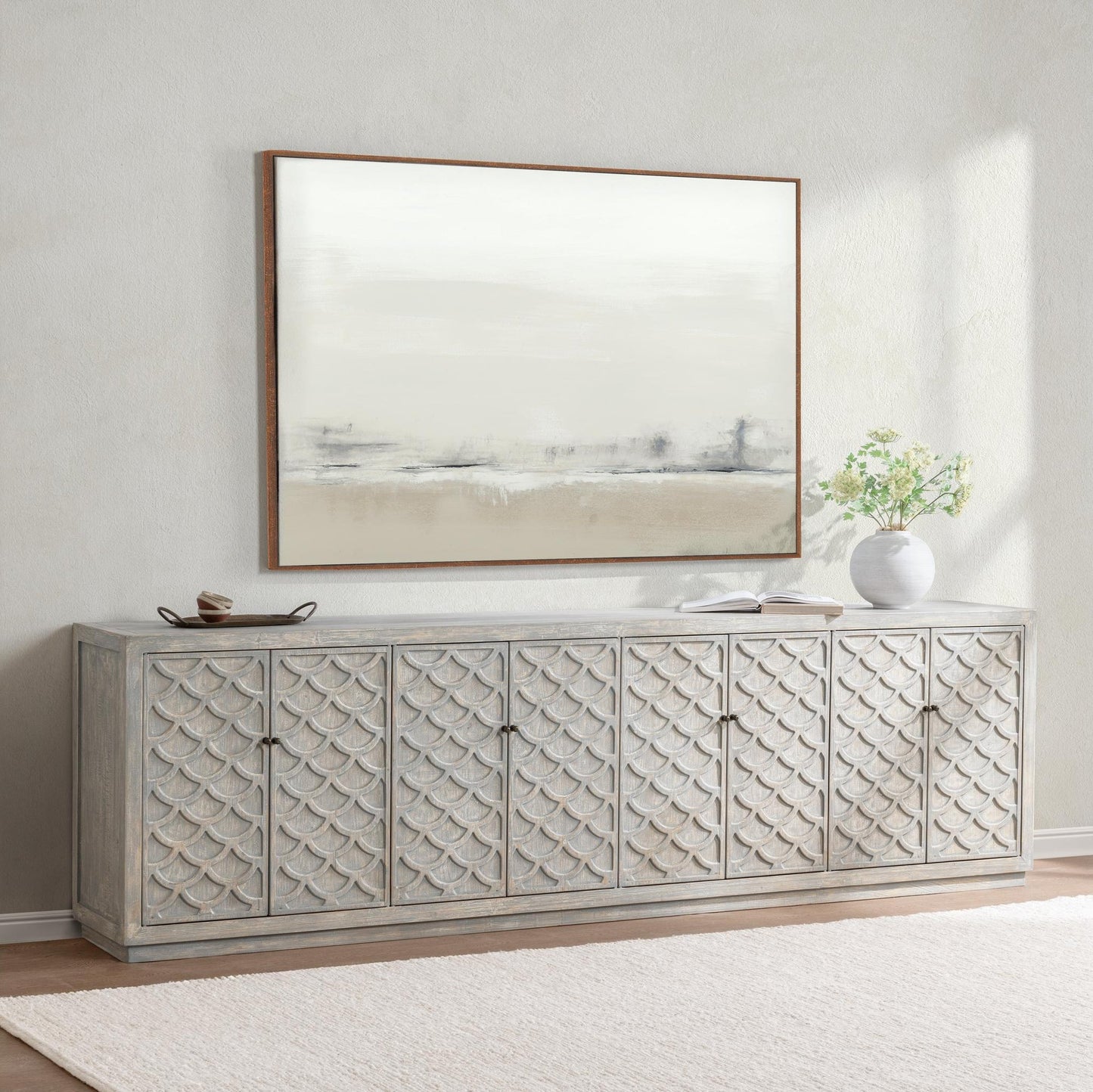 Blue Washed Reclaimed Pine Buffets & Cabinet Malibu Eight-Door Cabinet Collection