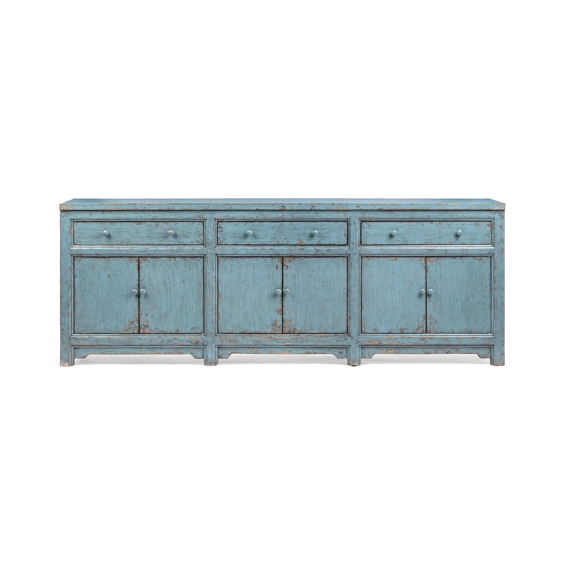 Harbor Blue Reclaimed Pine Buffets & Cabinet Winford Three-Drawer Six-Door Cabinet Collection
