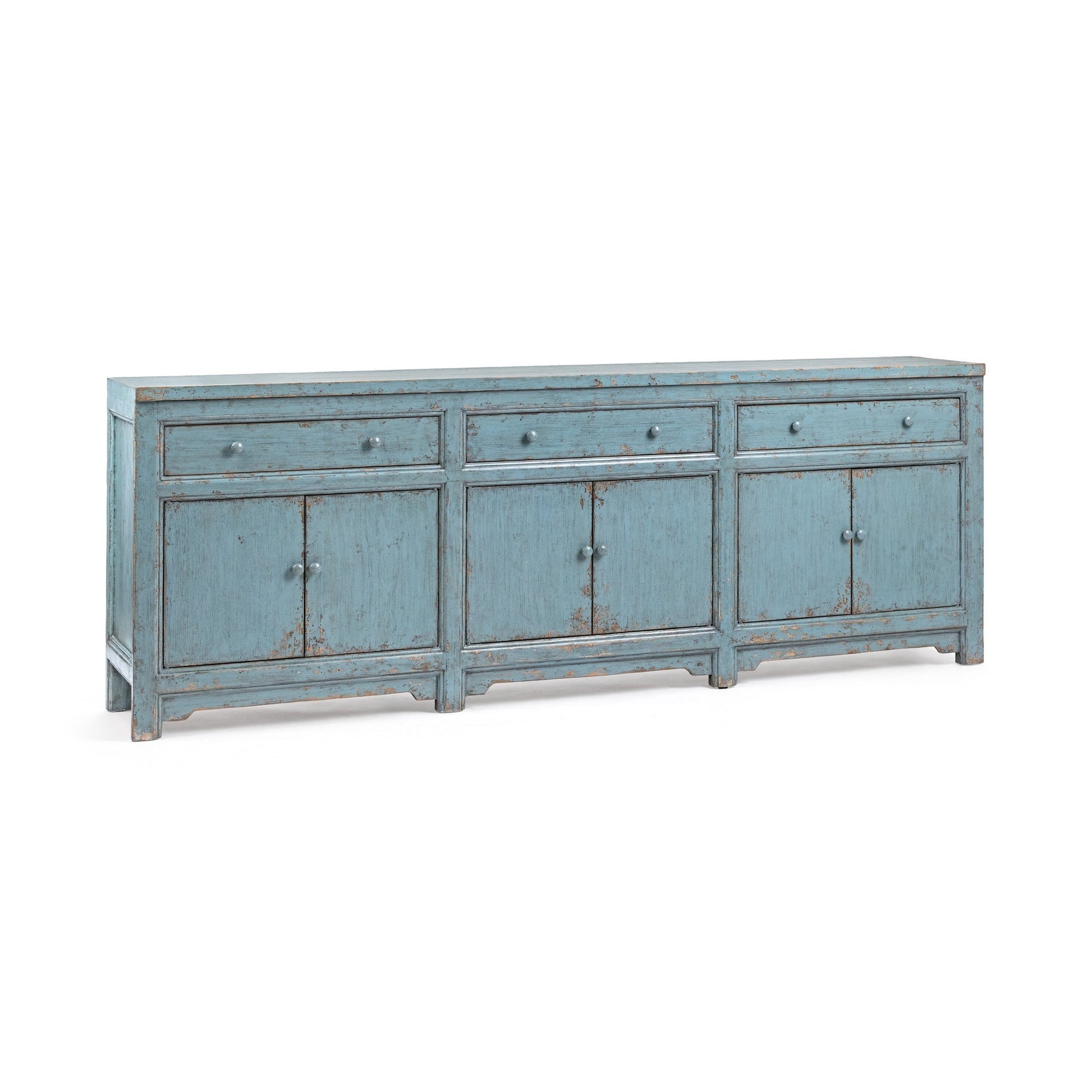 Harbor Blue Reclaimed Pine Buffets & Cabinet Winford Three-Drawer Six-Door Cabinet Collection